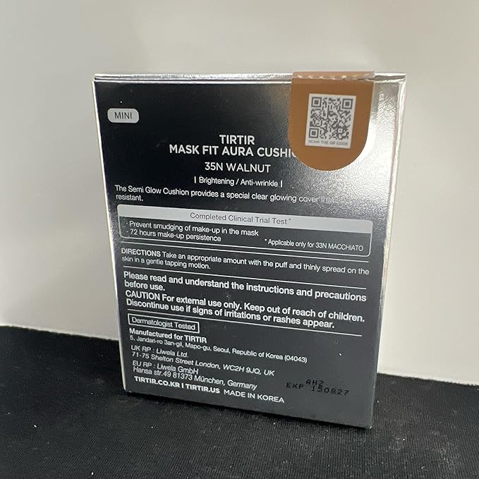 [*Mini Size*] TIRTIR Aura Glow Silver Cushion | Korean Cushion Foundation, (#35N Walnut, 0.15 Fl Oz)