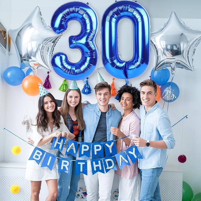 40 Inch Large Numbers Balloons 0-9, Self Inflating Navy Blue Foil Number 0 Helium Balloon Boy Girl, Big Dark Royal Blue Digit 0 Balloons for Women Men 30 40 50 60 70 80 100 Birthday Party Decoration