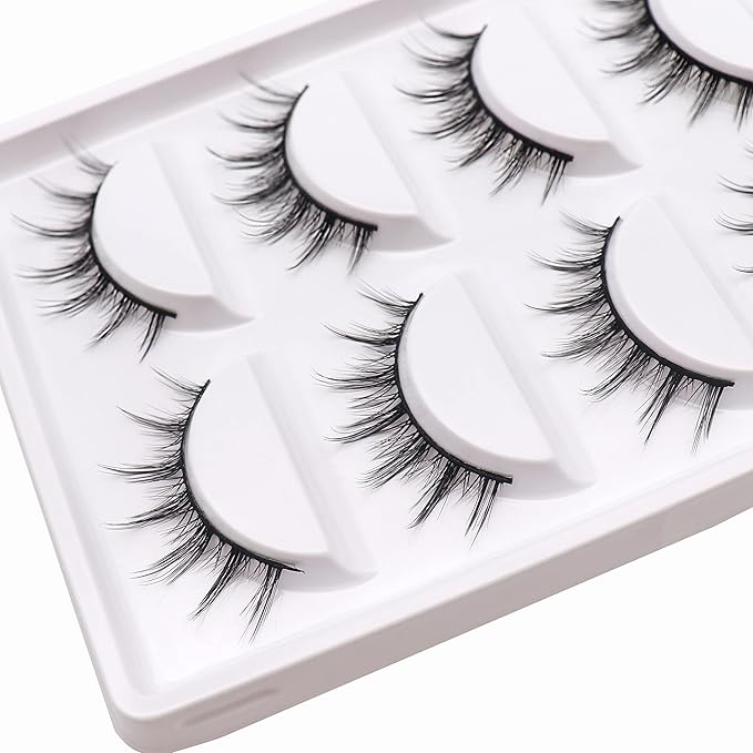 Veleasha Manga Lashes Spiky False Eyelashes 100% Handmade Eyelashes Anime Fake Lashes Lightweight Wispy Lashes 5 Pairs Pack (6D75)