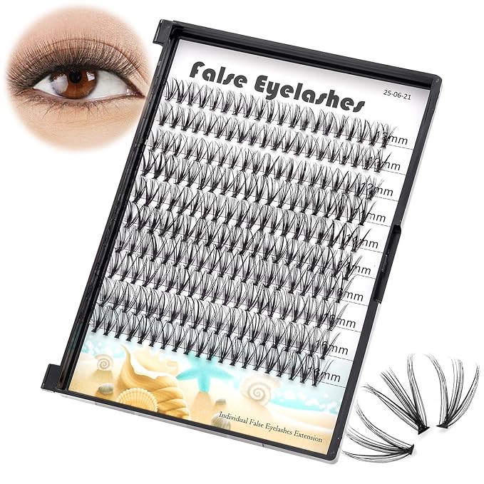 20D Cluster Eyelashes Mixed10-12-14mm/11-13-15mm/12-14-16mm/16-18-20mm Individual False Eyelashes Thickness 0.07mm D Curl Makeup Volume Eye Lashes 200 PCS (12-14-16mm)