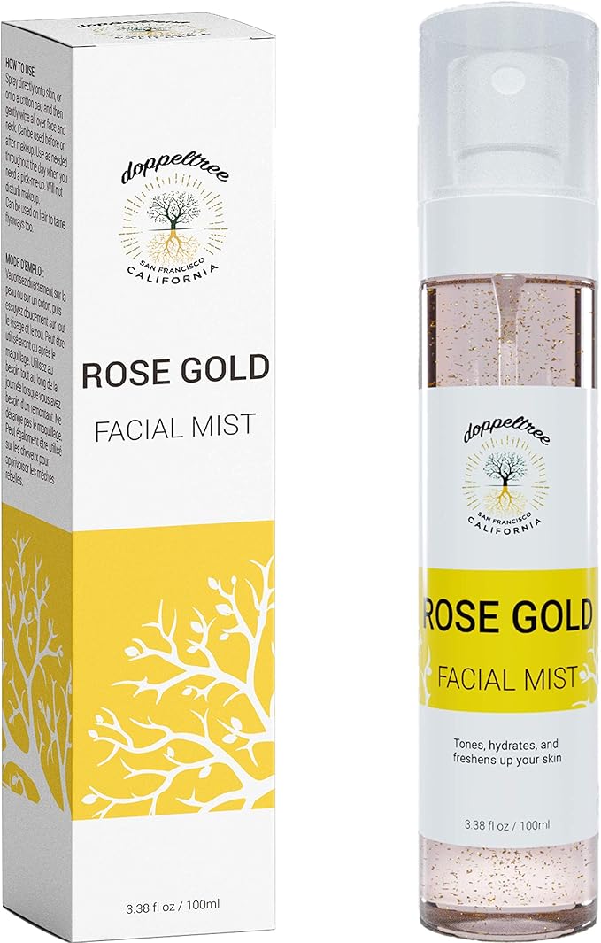 Hydrating Facial Spray Toner with Rosewater, Hyaluronic Acid, Rosehip Seed Oil and Aloe Vera - Mist for Face by Doppeltree - Formulated in San Francisco