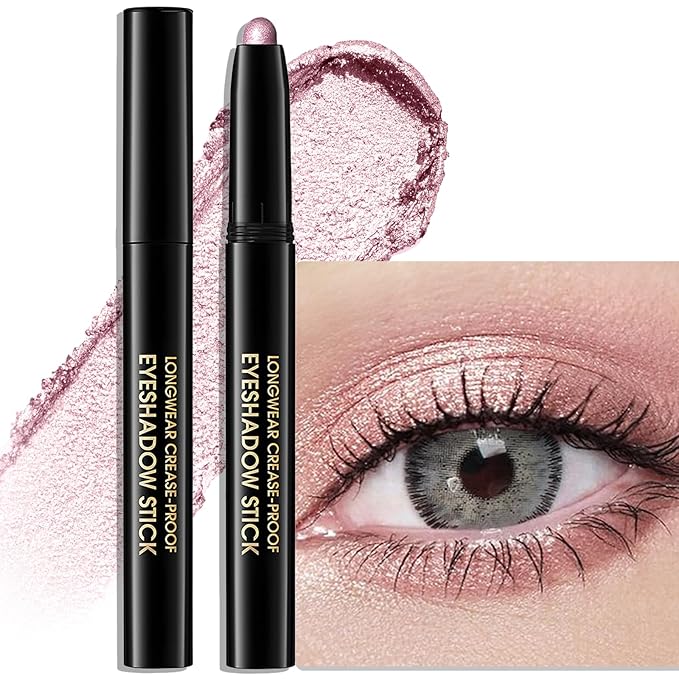 Shimmer Eye Shadow Stick, Cream Eyeshadow Stick Long-Lasting Crease-Proof Blendable Eye Brightener Pencil Multi-use for Eyeliner Highlighter Smooth Cream to Powder Eyes Crayon Makeup, 8 FANCY
