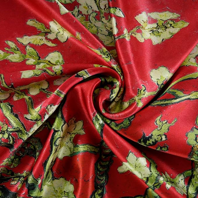 ALASKA BEAR Luxury Silk Pillowcase for Beauty Sleep, Genuine 22 Momme Mulberry Silk Pillow Case Slip for Room Decor, Red Cherry Blossom Floral Pattern Printed, Queen Size (1pc, Gift Box)