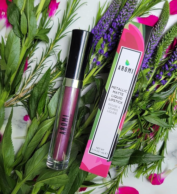 Aromi Metallic Liquid Lipstick | Long-lasting, Waterproof Lip Color with Shimmery Finish, Vegan, Cruelty-free, Gluten and Paraben Free, Made in USA, Handmade (Vulgar Violet)