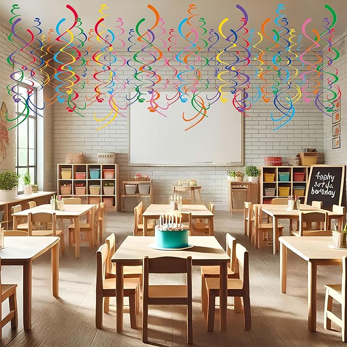 48‑Piece Multi-Color Paper Swirl Decorations – Hanging Party Swirls for Birthday, Baby Shower, Wedding & Celebration Decor