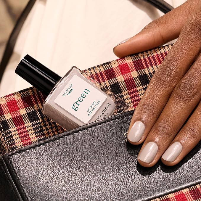 Manucurist Green Tweed - Grey Nail Polish - 9-Free, Vegan and Plant-Based - Quick Dry Manicure - Non Toxic - Made in France - 0.5 fl oz