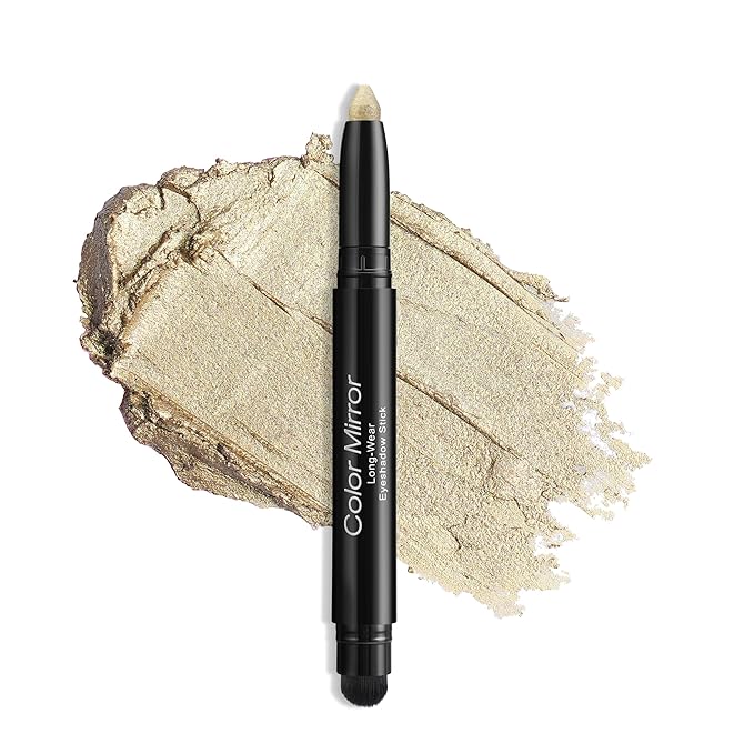 Cream Waterproof Hypoallergenic Eyeshadow Stick, long wear Metallic Glitter Matte Eye Shadow Pencil With Makeup Brush, Eye Brightener, 10 Gold Brick Shimmer