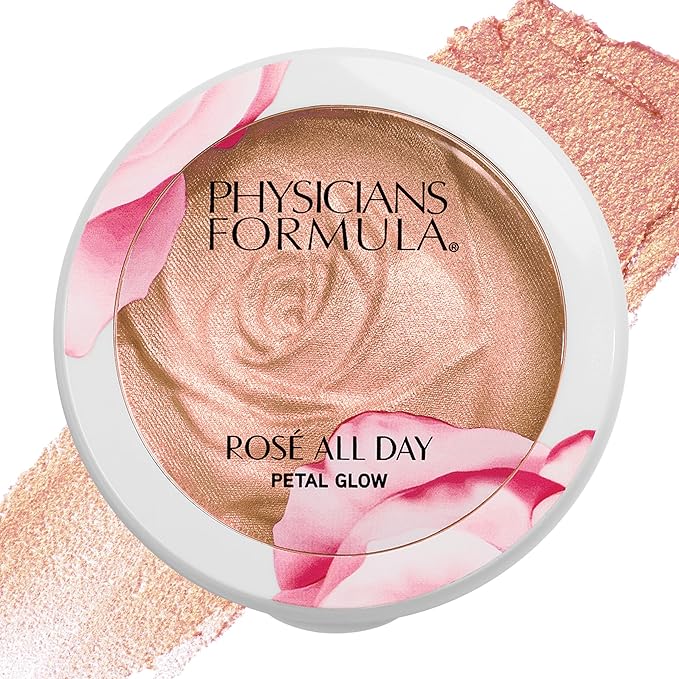 Physicians Formula Rosé All Day Highlighter Blush Face Powder, Shimmer Petal Glow, Pink Soft Petal, Dermatologist Tested, Clinicially Tested