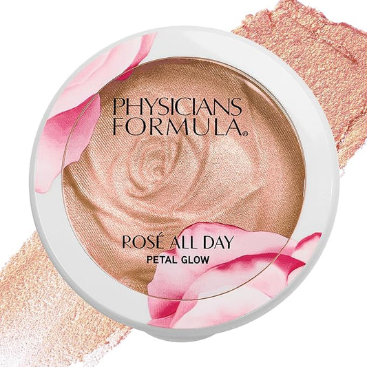 Physicians Formula Rosé All Day Highlighter Blush Face Powder, Shimmer Petal Glow, Pink Soft Petal, Dermatologist Tested, Clinicially Tested