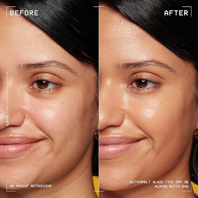 NYX PROFESSIONAL MAKEUP Buttermelt Glaze Soft Glow Skin Tint + SPF 30, Up To 12HR Wear, 04 Almond Butta