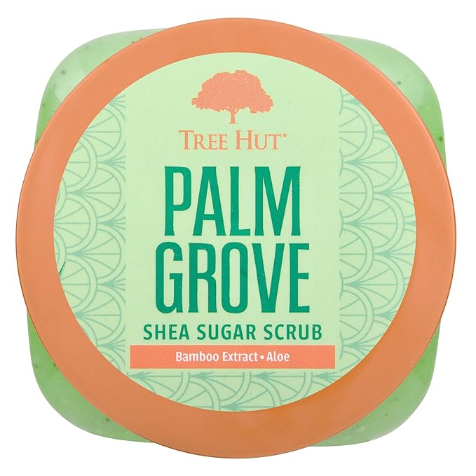 Tree Hut Palm Grove Shea Sugar Scrub, Exfoliating, Hydrating & Moisturizing Body Scrub with Shea Butter & Nourishing Essential Oils, Smooth & Soften Skin, 18 oz