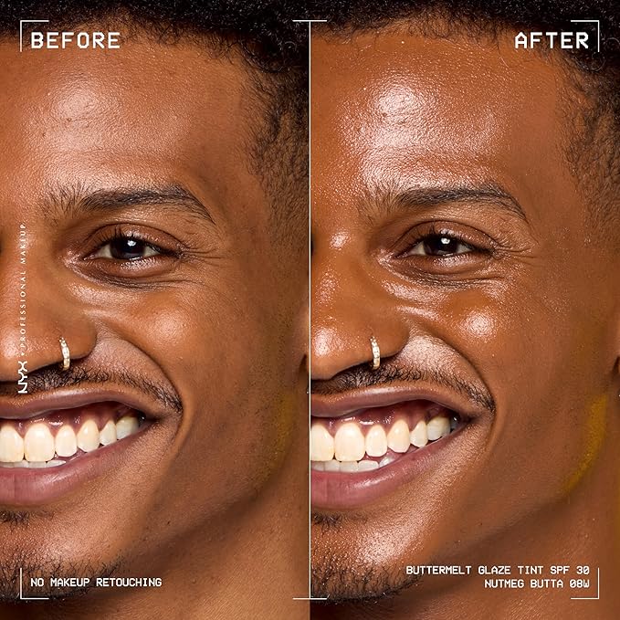 NYX PROFESSIONAL MAKEUP Buttermelt Glaze Soft Glow Skin Tint + SPF 30, Up To 12HR Wear, 08 Nutmeg Butta