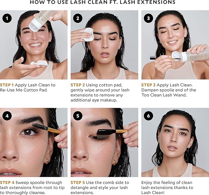 VELOUR Lash Clean - Oil Free Liquid Makeup Remover for Eyes, False Lashes, & Face - Gentle Lash Cleanser & Eye Makeup Remover - Vegan Lash Extension Cleanser - No Parabens or Fragrance (50 ml)