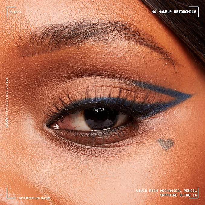 NYX PROFESSIONAL MAKEUP Mechanical Eye Pencil, Vivid Rich Mechanical, Creamy Retractable Eyeliner - Sapphire Bling, Deep Blue Eyeliner