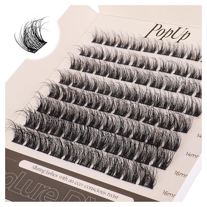 PopUp Cluster Lashes Wispy Cluster Eyelash Extensions 3D DIY Lash Clusters 10-16mm Multilayered Eyelash Clusters, Reusable Fluffy Individual Lashes Cluster(BDD02)