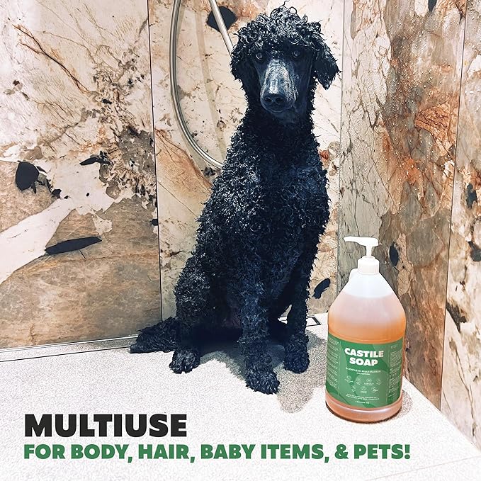 Unscented Castile Soap, Made in Greece, No Palm Oil, Vegan, Pure Organic Castile Soap Liquid - 1 Gallon Multipurpose - Perfect for Body, Bath, Home or Laundry, Professional Pump Included