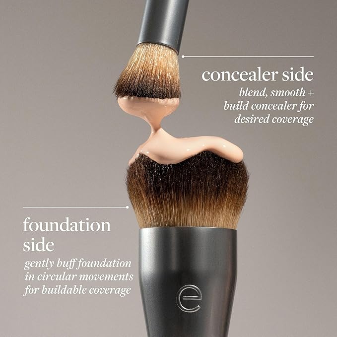 EcoTools Blend + Conceal Dual-Ended Makeup Brush, Foundation & Concealer Brush For Liquid & Cream Formulas, Face Makeup Brush, Synthetic Bristles, Vegan & Cruelty-Free, Travel & Eco-Friendly, 1 Count