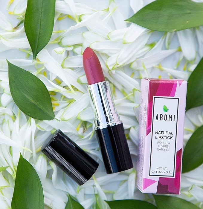 Aromi Natural Lipstick | Vegan Makeup, Cruelty-free Beauty, Dye-free Lipstick, Rosy Lip, Mother's Day Gift Idea (Rose Burgundy)