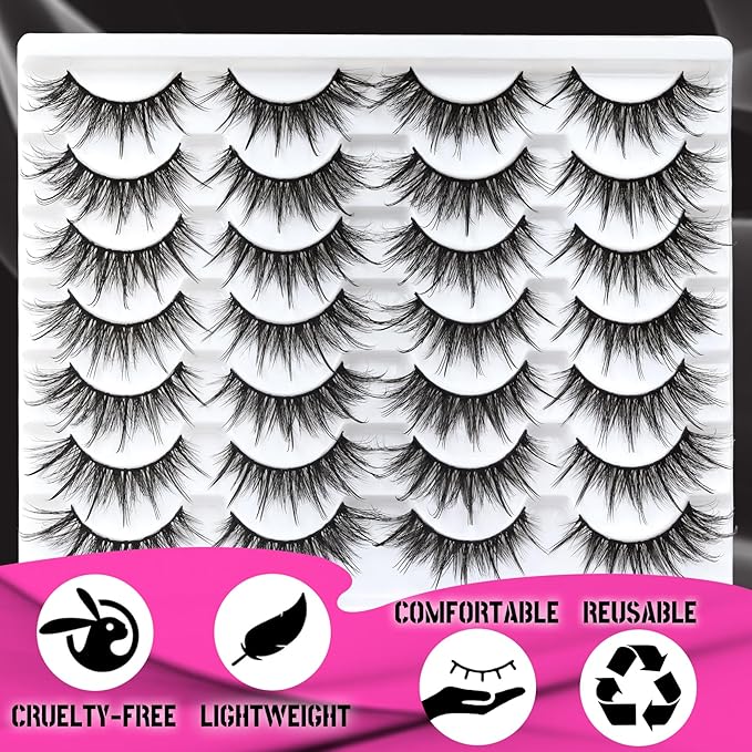 Veleasha Manga Lashes Spiky Eyelashes Fluffy Wispy & Long Lash Cat Eye Eyelash Anime False Eyelash 8D Effect Strip Lashes lash Extension Look Volume Fake Eyelashes 14 Pairs Pack (Angel)