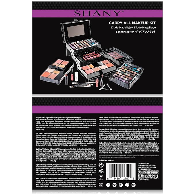 SHANY All In One Makeup Kit (Eyeshadow, Blushes, Powder, Lipstick & More) Holiday Exclusive - BLACK , 72 Piece Set