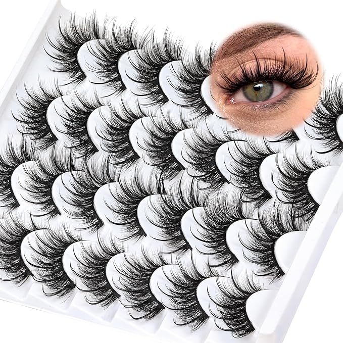 Veleasha Manga Lashes Spiky Eyelashes Fluffy Wispy & Long Lash Cat Eye Eyelash Anime False Eyelash 8D Effect Strip Lashes lash Extension Look Volume Fake Eyelashes 14 Pairs Pack (Angel)