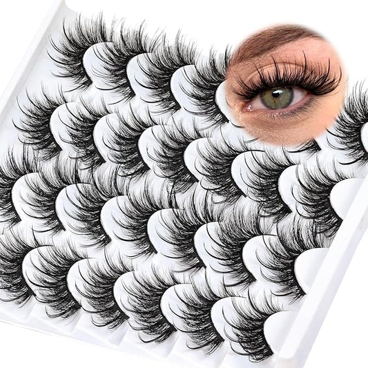 Veleasha Manga Lashes Spiky Eyelashes Fluffy Wispy & Long Lash Cat Eye Eyelash Anime False Eyelash 8D Effect Strip Lashes lash Extension Look Volume Fake Eyelashes 14 Pairs Pack (Angel)