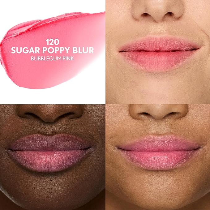 COVERGIRL Clean Fresh Yummy Blur Lipstick, Blurring Effect, Matte Lip Color, Fresh Pear Flavored, Vegan Formula - 120 Sugar Poppy Blur (Bubblegum Pink)