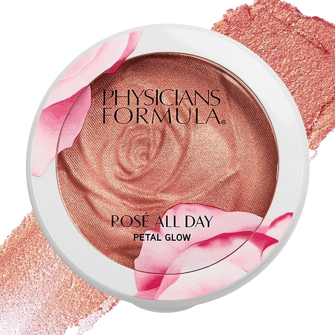 Physicians Formula Rosé All Day Highlighter Blush Face Powder, Blush Petal Glow, Shimmering Rose, Dermatologist Tested, Clinicially Tested