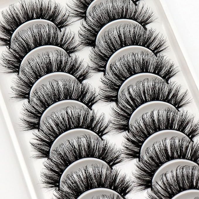 Veleasha Lashes Fluffy Wispy Faux Mink Eyelashes Criss-cross False Lashes 10 Pairs Pack Fake Eyelashes for Women (6D17)