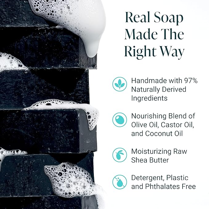 The Bubble Factory Handmade Natural Bath & Body Soap Bar, Vegan, All-Natural, Palm Oil Free, Made in USA with Shea Butter + Essential Oils, Tea Tree Mint, 3 Bars