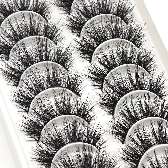 Veleasha Lashes Fluffy Wispy Faux Mink Eyelashes Criss-cross False Lashes 10 Pairs Pack Fake Eyelashes for Women (6D04)