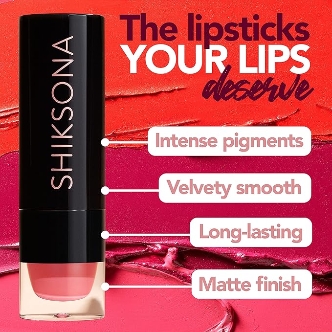 ShikSona Full Coverage Matte Lipstick | Vegan, Gluten Free, Paraben Free, Cruelty Free, Creamy Lipstick in a Deep Berry Red Shade (Boardroom Belle)