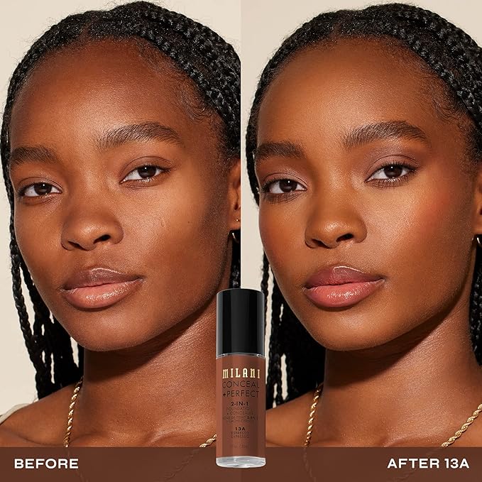 Milani Conceal + Perfect 1 Fl. Oz. Espresso Liquid Foundation - Cover Under-Eye Circles, Blemishes & Skin Discoloration for a Flawless Complexion
