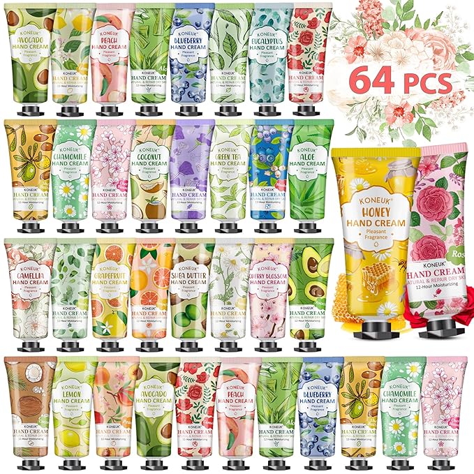 64 Pack Moisturizing Hand Cream Set For Women, Bulk Hand Lotion Travel Size for Dry Cracked Hands, Mini Hand Cream for Mom Gifts, Teacher Gifts, Thank You Gifts and Small Gifts for Women