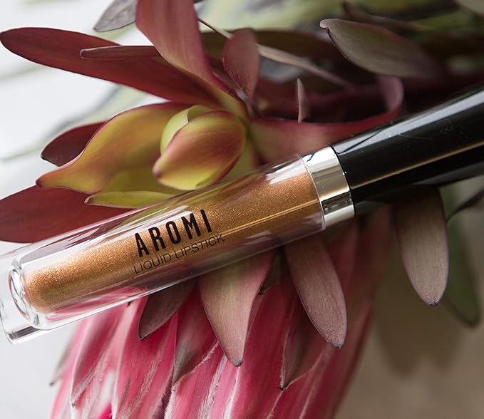 Aromi Gold Metallic Liquid Lipstick | Yellow Bronze Lip Color with Shimmery Finish, Vegan and Cruelty-free, Smudge Proof, Long-lasting | (Gold Digger)