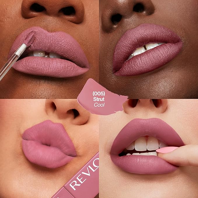 Revlon ColorStay Limitless Matte Liquid Lipstick, Vegan Formula, No-Budge, Longwear Lip Color, Long Lasting, Lightweight/Comfortable, Waterproof, 005 Strut, 0.17 fl oz