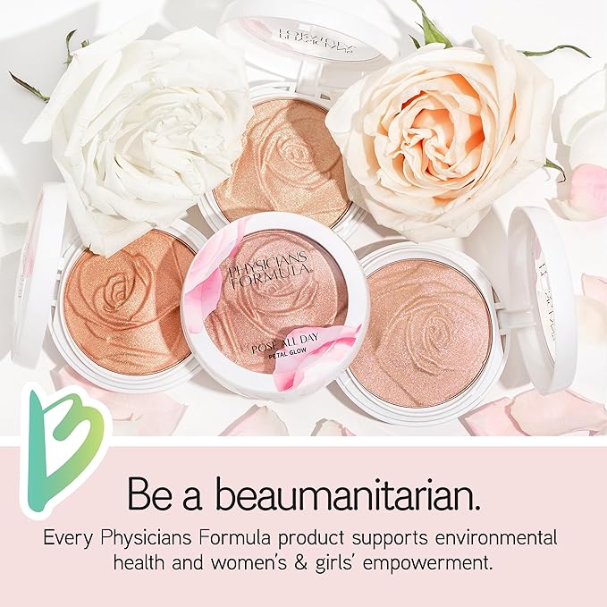 Physicians Formula Rosé All Day Highlighter Blush Face Powder, Blush Petal Glow, Shimmering Rose, Dermatologist Tested, Clinicially Tested