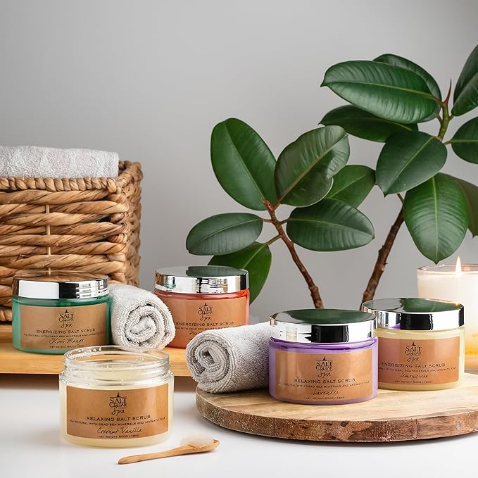 Salt Cellar Spa Skin Reviving Kiwi Mango Salt Scrub - Energize Your Skin with Dead Sea Minerals - Revive, Refresh, and Rejuvenate - Made in Israel, Cruelty-Free, 18 oz.