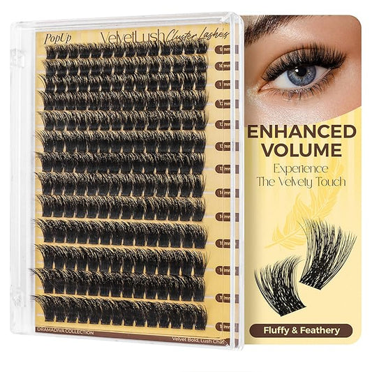 PopUp Lash-Extension-Clusters, Volume Lash Clusters 9-18mm mix Fluffy Lash Extension D Curl Individual Lashes DIY Clusters Lashes Extension at Home NM03