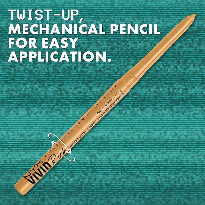 NYX PROFESSIONAL MAKEUP Mechanical Eye Pencil,Vivid Rich Mechanical, Creamy Retractable Eyeliner - Always Onyx, Black Eyeliner