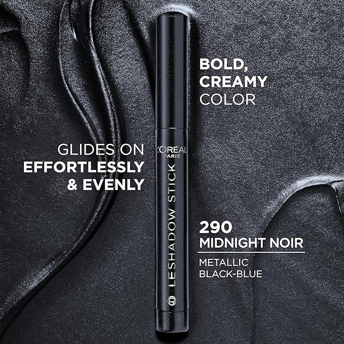 L'Oreal Paris Makeup Le Shadow Stick Eyeshadow, Blendable, Smudge-Resistant, Smokey Cream Eyeshadow, 290 Midnight Noir
